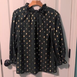 Dark Green And Gold Blouse